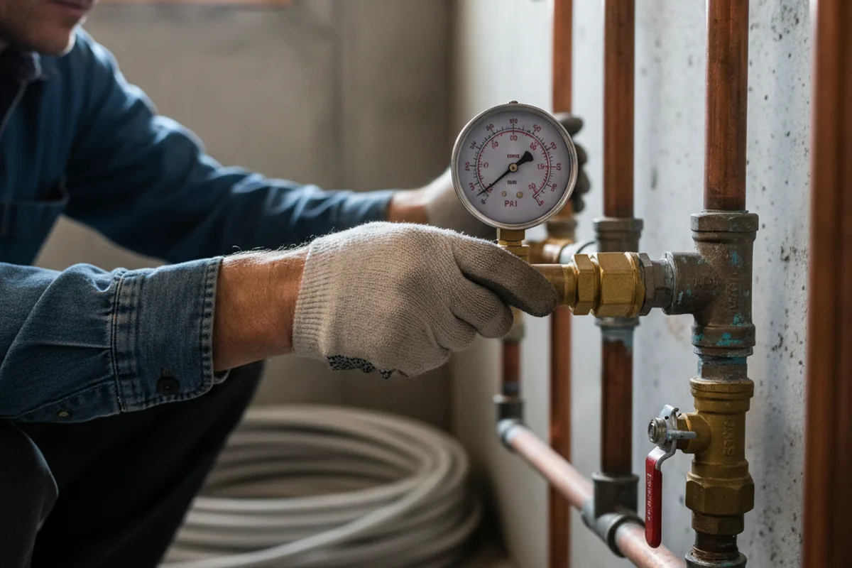 Pressure testing a repaired line during Water Line Repair in Fancy Farm